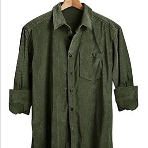 relativity corduroy green flannel button down S